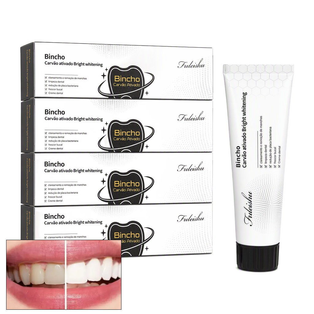 Kit 4 Creme Dental Natural Clareador Carvão Ativado 100g