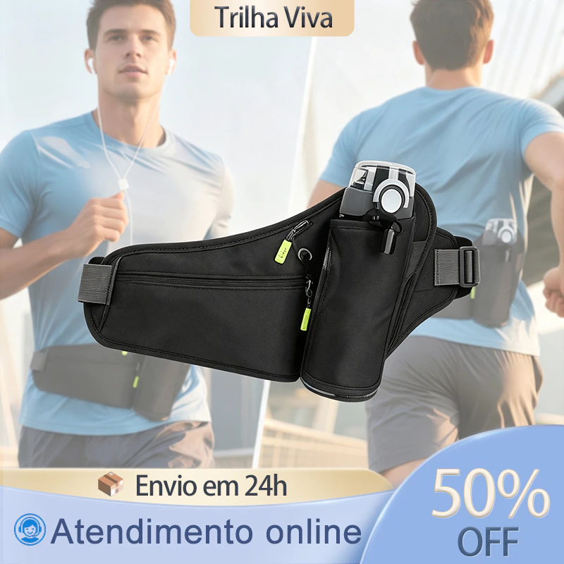 Pochete Esportiva Corrida Running Com Porta Celular Garrafa Água Ajustável Impermeável Academia