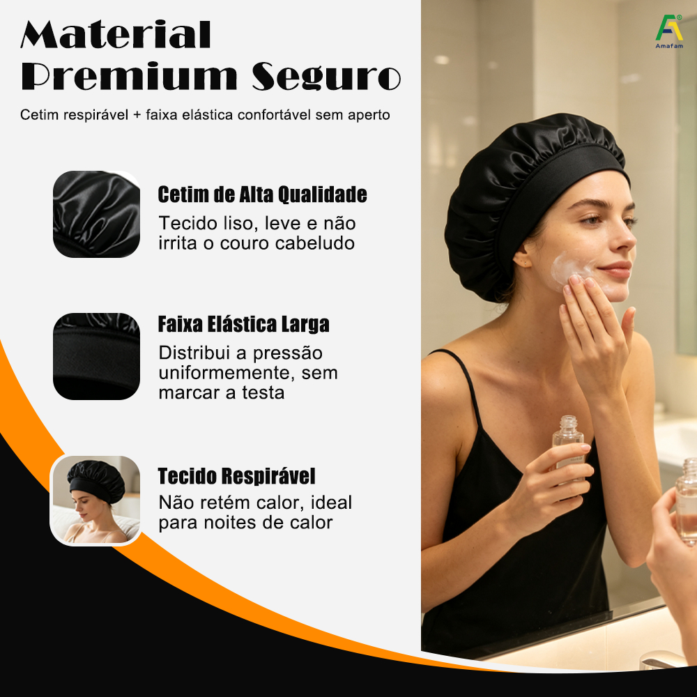 1 / 2 Pcs Touca/Gorro de Cetim Para Domir com Aba Faixa Larga Gigante Cabelo Anti Frizz Toca Head · foto 2