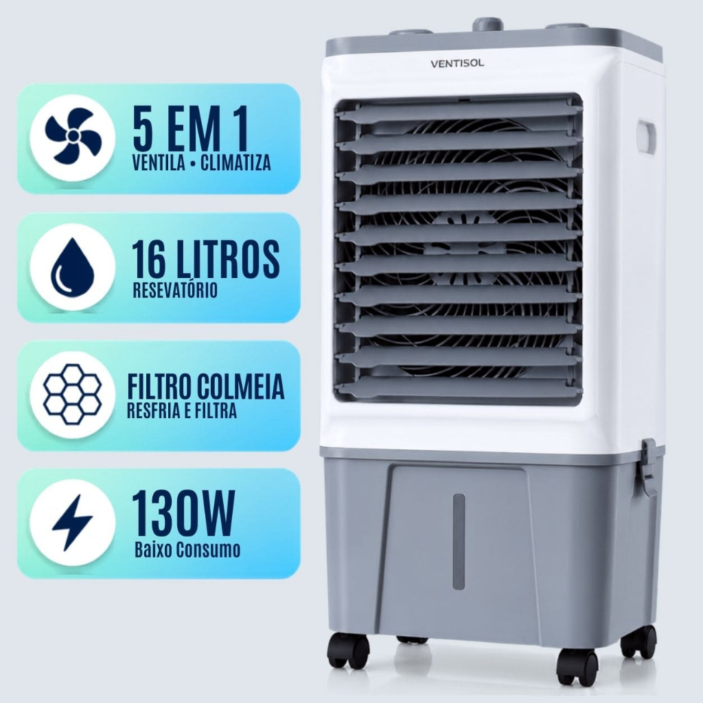 Climatizador De Ar 16 Litros Portátil Ventisol 130w 110v 220v Residencial