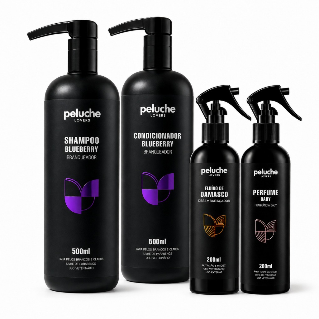 Shampoo Branqueador Condicionador Desembaraçador Perfume Baby Peluche | Kit Banho Pet para Cães