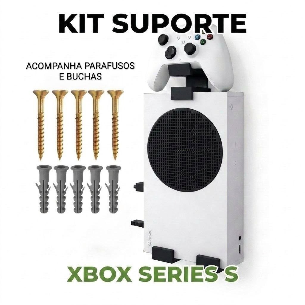 kit Suporte 2 Em 1 De Parede Compatível Com Console e Controle Xbox Series S