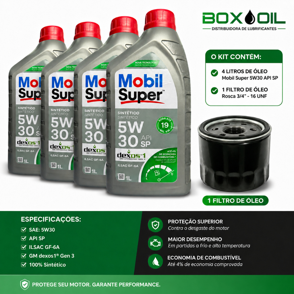 KIT TROCA DE ÓLEO 5W30 MOBIL + FILTRO (TOYOTA YARIS 2024)