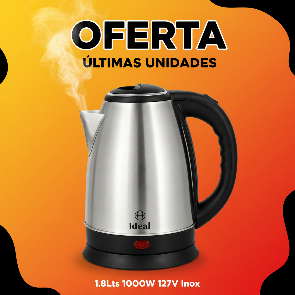 Chaleira Eletrica Inox 1.8L 110V Potente 1000 Watts Aquecimento Rápido Desligamento Automático Envio Imediato ⚡