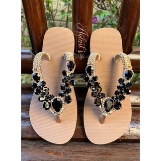 SANDÁLIA CUSTOMIZADA COM FLOR BRILHANTE ,CHINELO PERSONALIZADO HAVAIANAS ORIGINAl