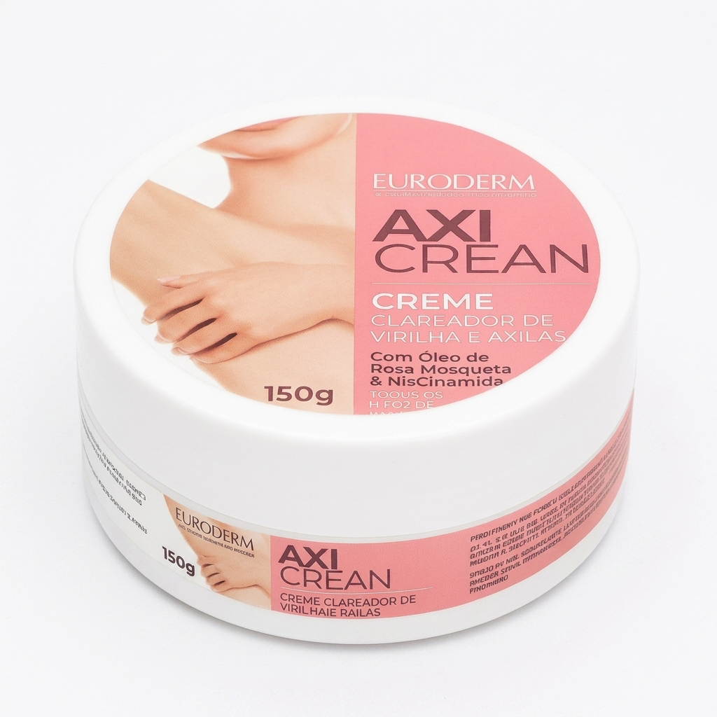 Creme Clareador Axicrean Euroderm Clareia Axilas e Virilha Partes Íntimas Reduz Manchas Escurecimento Pele Clara 150g