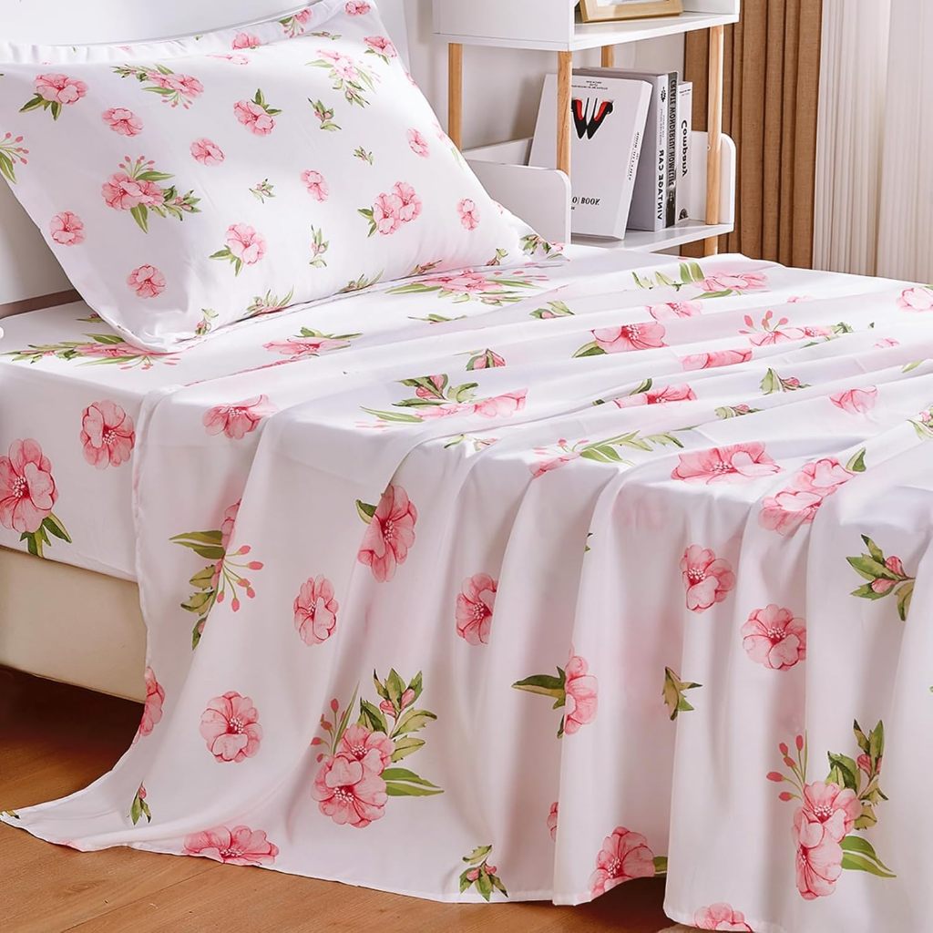 Lençol Avulso Solteiro Sem Elástico Micropercal Bainha Virol Toque Algodão Grid Floral