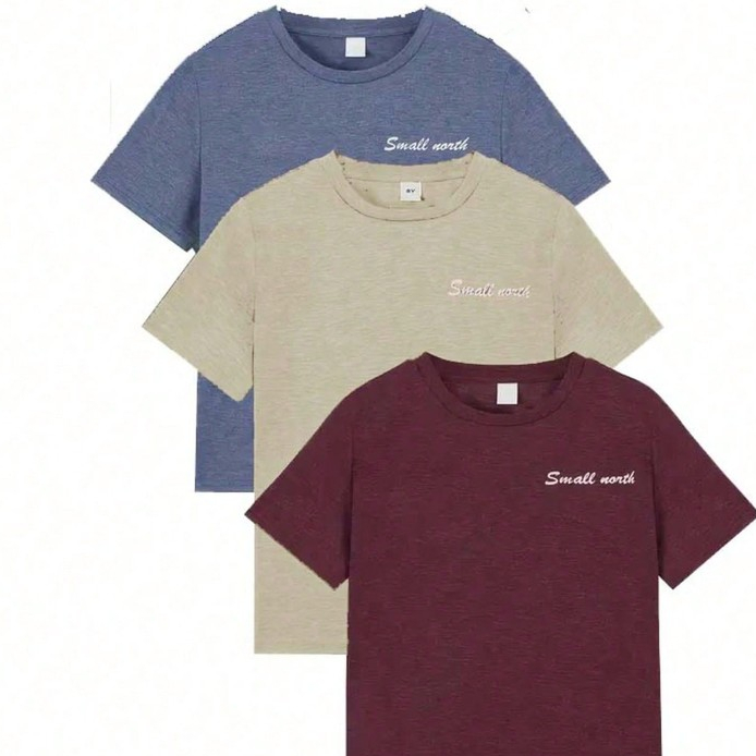 Kit  Conjunto De 3 Camisetas Casual e Simples Manga Curta E Confortáveis Para Meninos
