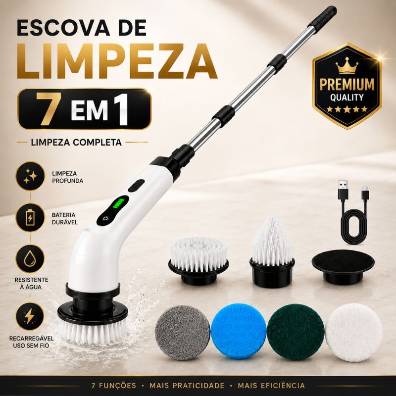 Escova Eletrica de Limpeza 7 em 1 Sem Fio Limpador Multiuso Pratico Para Cozinha , Banheiro prático