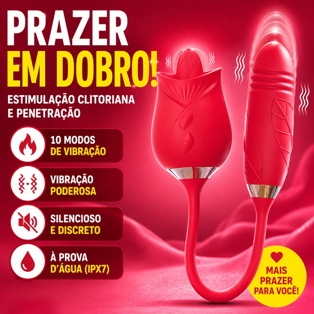 Estimulador 2 em 1 Língua Vibratória com Movimento Vai e Vem | Estimula Clitóris, Vagina e Anal, Recarregável