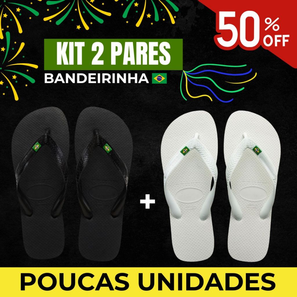 Chinelo Bandeira do Brasil Premium Unissex 100% Borracha SBR Confortável Resistente Durável Leve Macio Pronta Entrega
