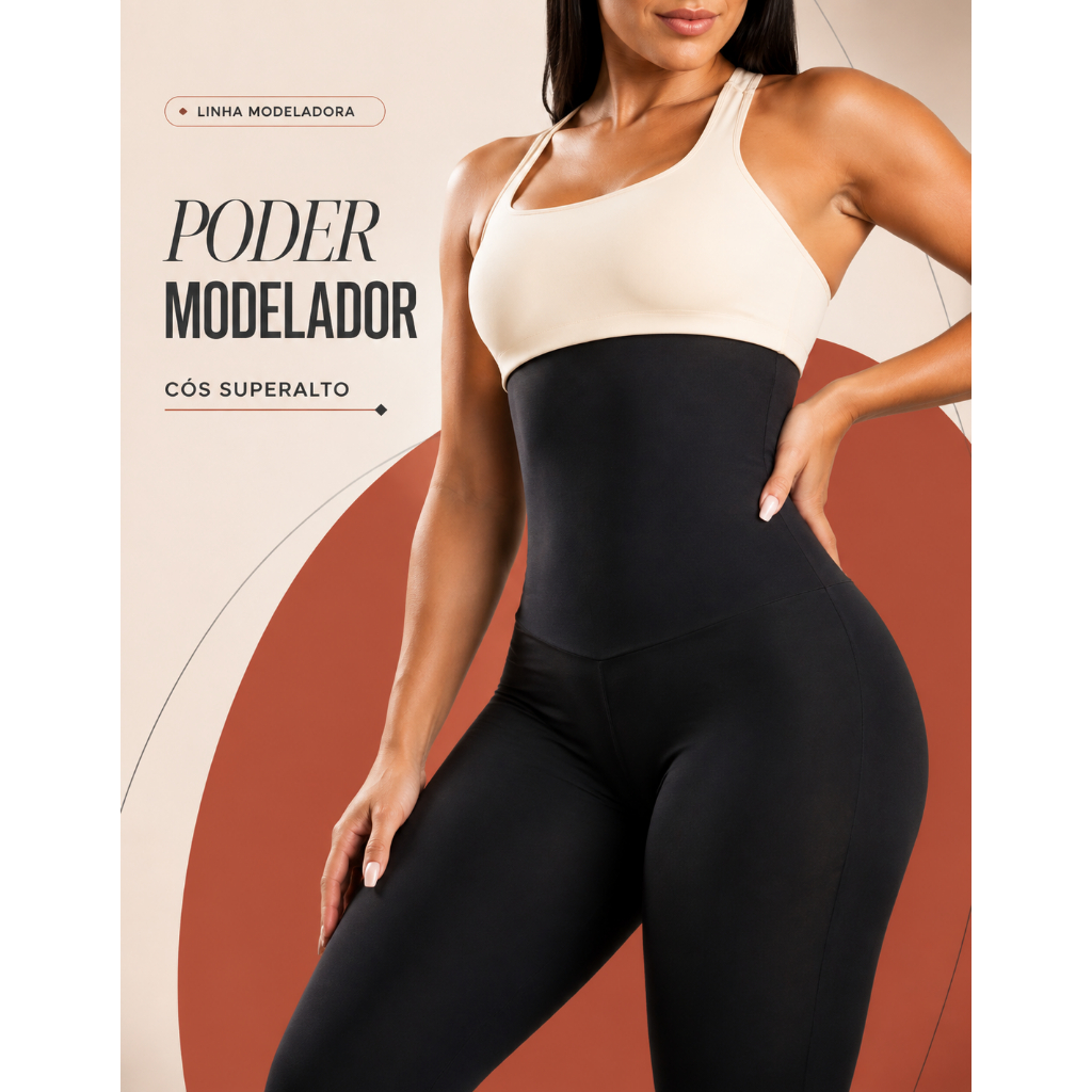 Calça Legging Feminina Modeladora Cós Super Alto Suplex Premium Zero Transparência Academia