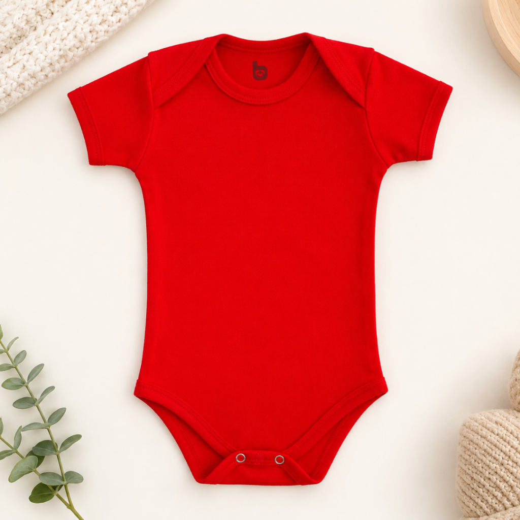 Body de Bebê Infantil Vermelho 100% Algodão