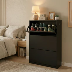 Móvel Sapateira Vertical Com 3 Gavetas Basculantes Para Até 20 Pares De Calçados Design Funcional