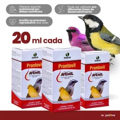 Kit 3 Avemil Prontovit 20ml Suplemento Para Pássaros e Aves