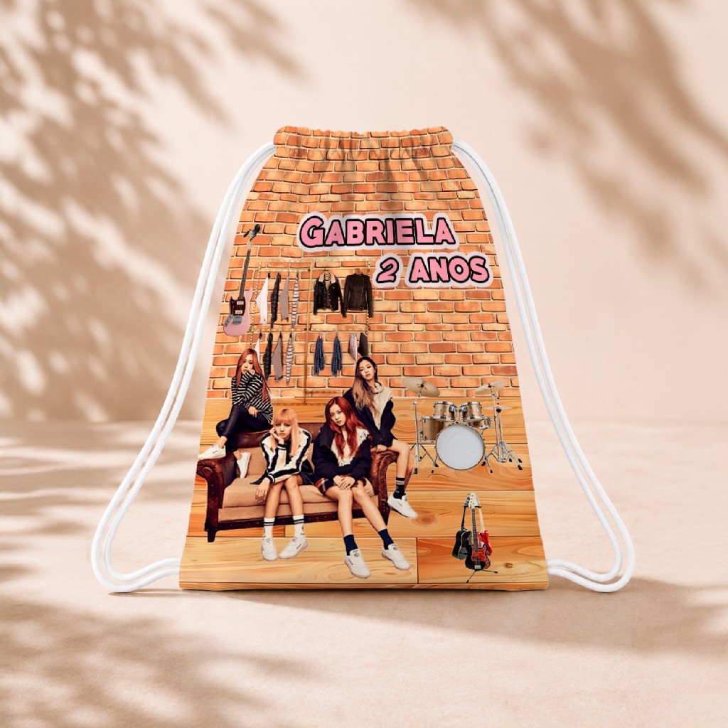 10 Mochila Personalizada Infantil 18x26 Sacolinhas Surpresa Festa Aniversário Lembrancinha Black Pink  BlackPink M2