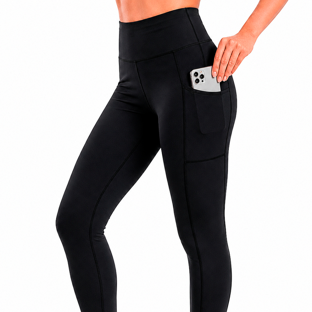 Calça Legging Feminina Cintura Alta Academia com Bolso para Celular Zero Transparência Fitness Treino Corrida Compressão