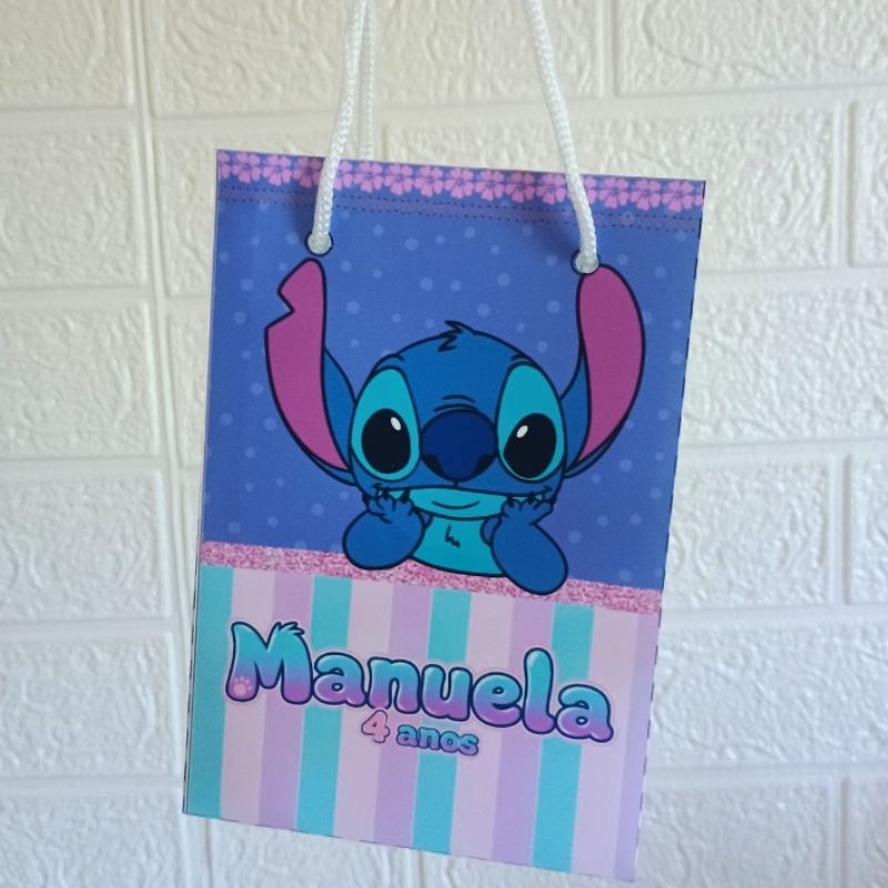 Sacolinha Personalizada Stitch | Lembrancinha | Envio Desmontada | Pequena (16,5x10x3,5cm)