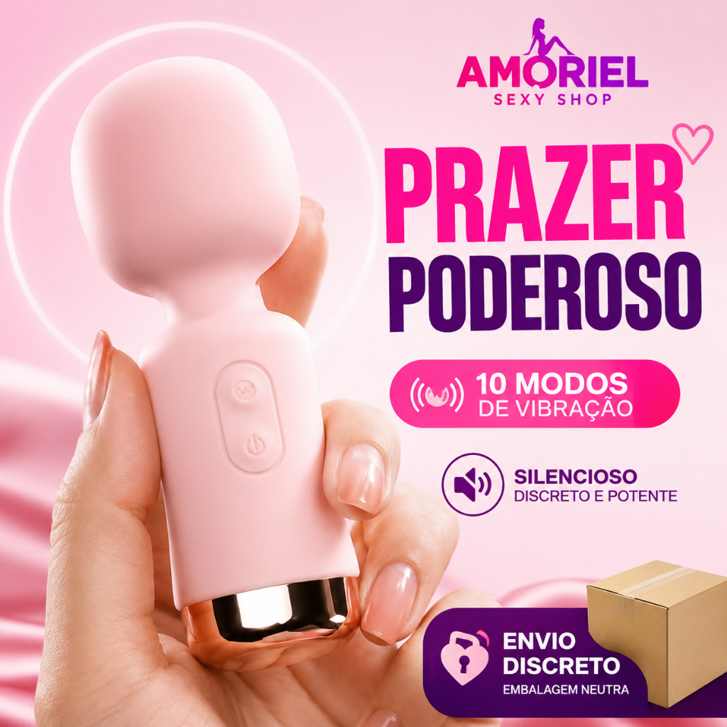Mini Vibrador Varinha Mágica Recarregável USB | 10 Modos de Vibração Toque Macio Silicone | Envio Discreto