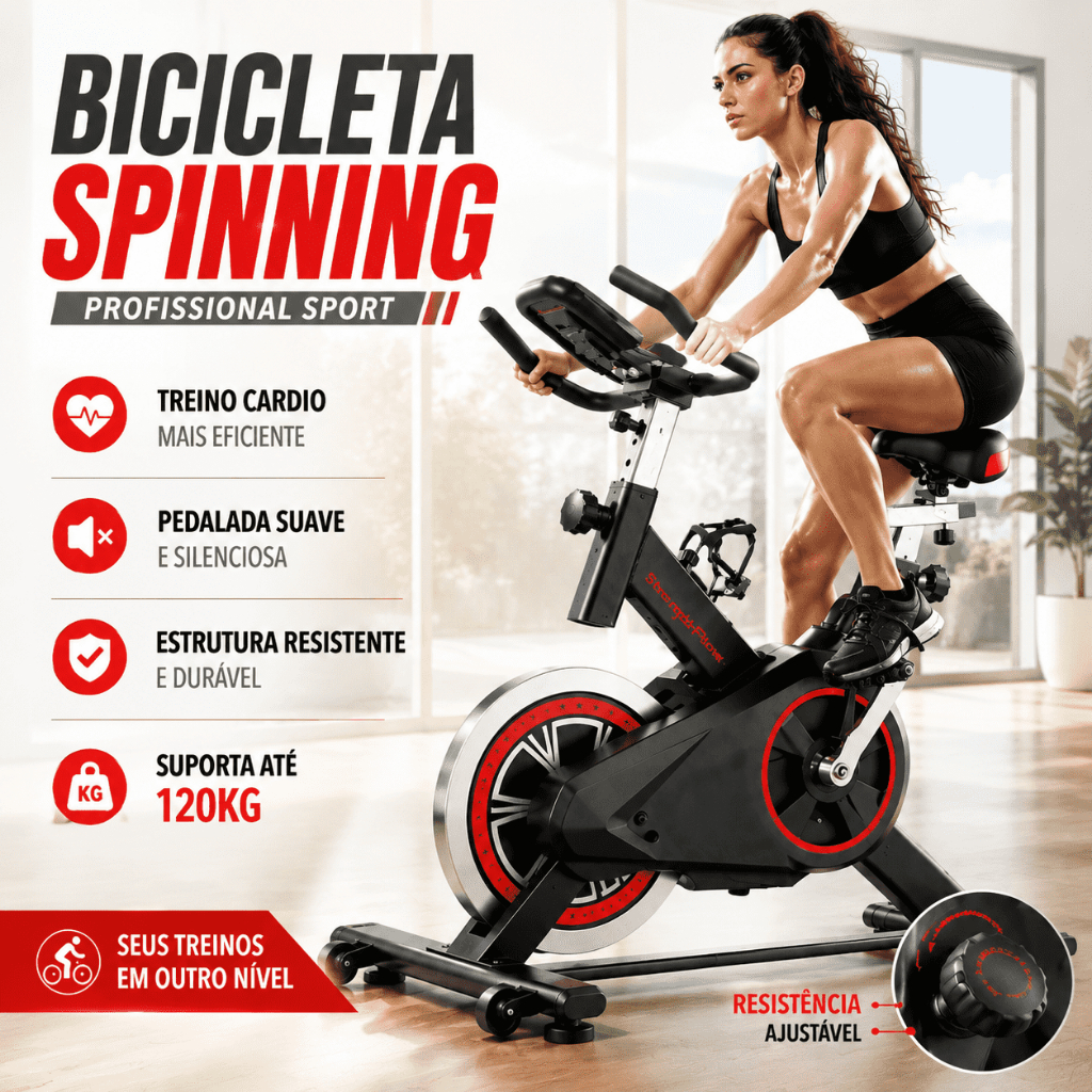 Bicicleta Spinning bicicleta ergometrica Para Exercícios Profissional Sport Suporta até 120kg