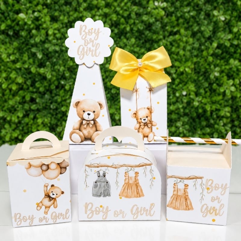 PEGUE MONTE kit caixinhas personalizados ursinhos para chá revelação -LEIA TODA DESCRIÇÃO DO ANUNCIO