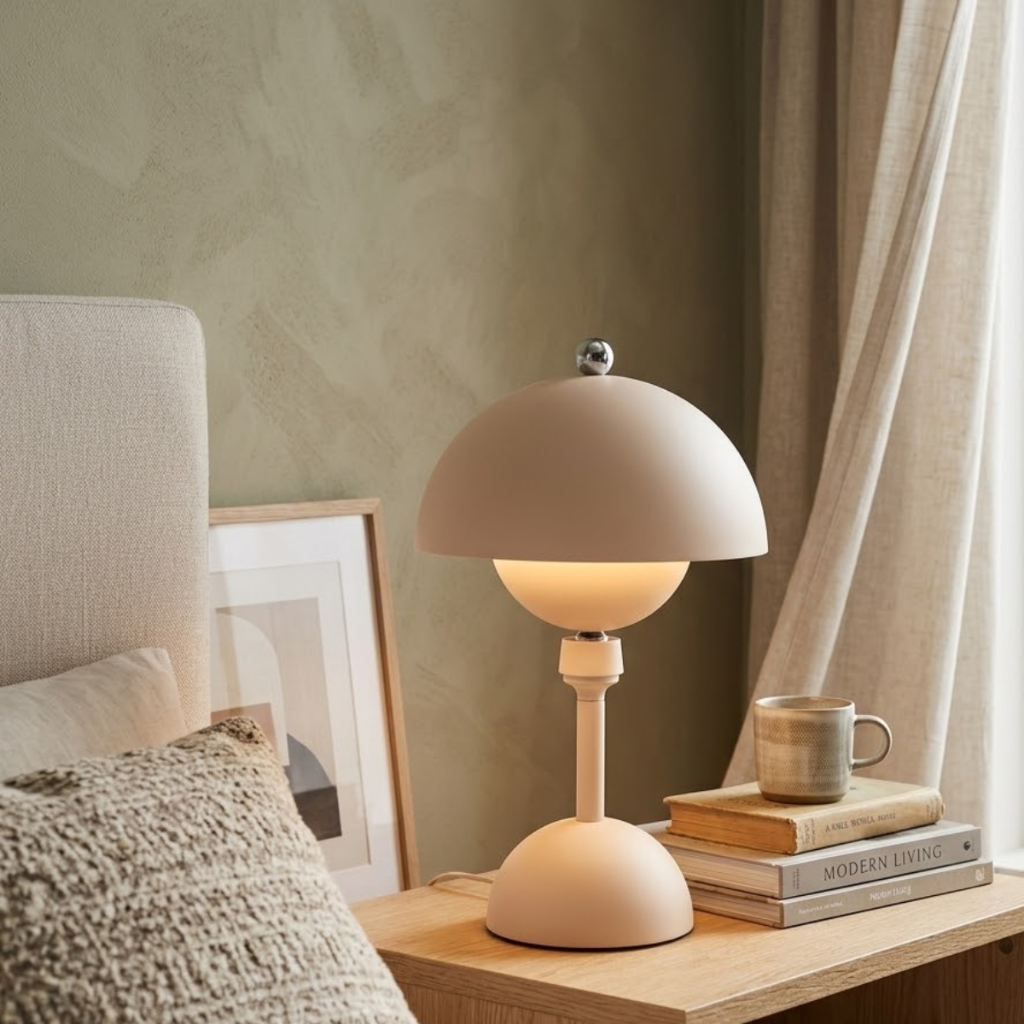 Luminária de Mesa Cogumelo Touch Sem Fio Com 3 Tonalidades