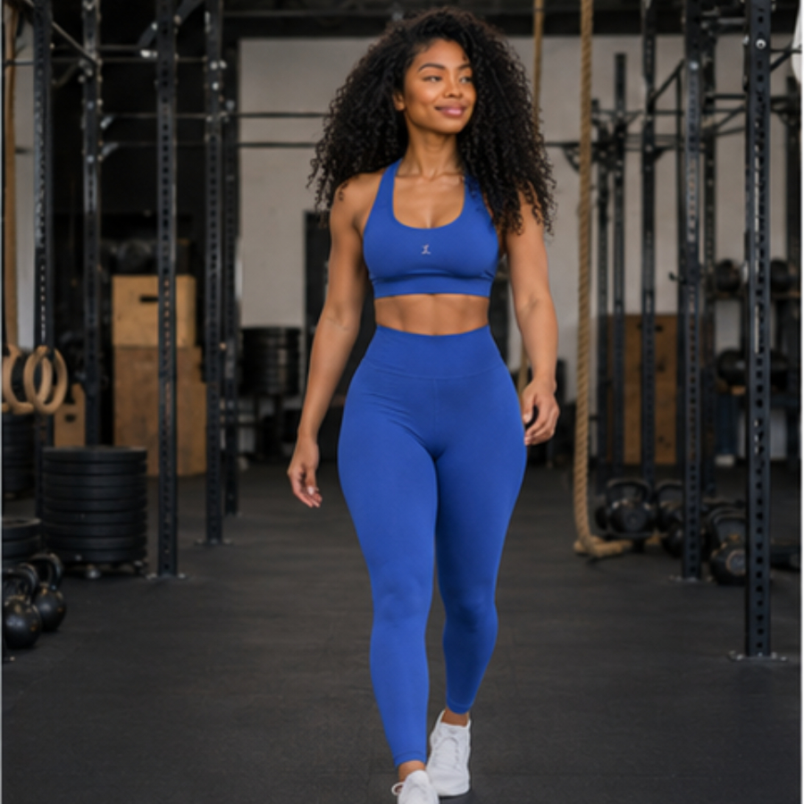 Conjunto Feminino de Academia  e Zero Transparência Calça Legging + Top Regatinha Alta Compressão e Zero Transparência