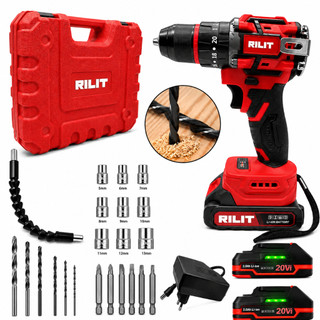 Parafusadeira Furadeira 21v Com Impacto Brushless RIlit + Maleta Com Acessórios