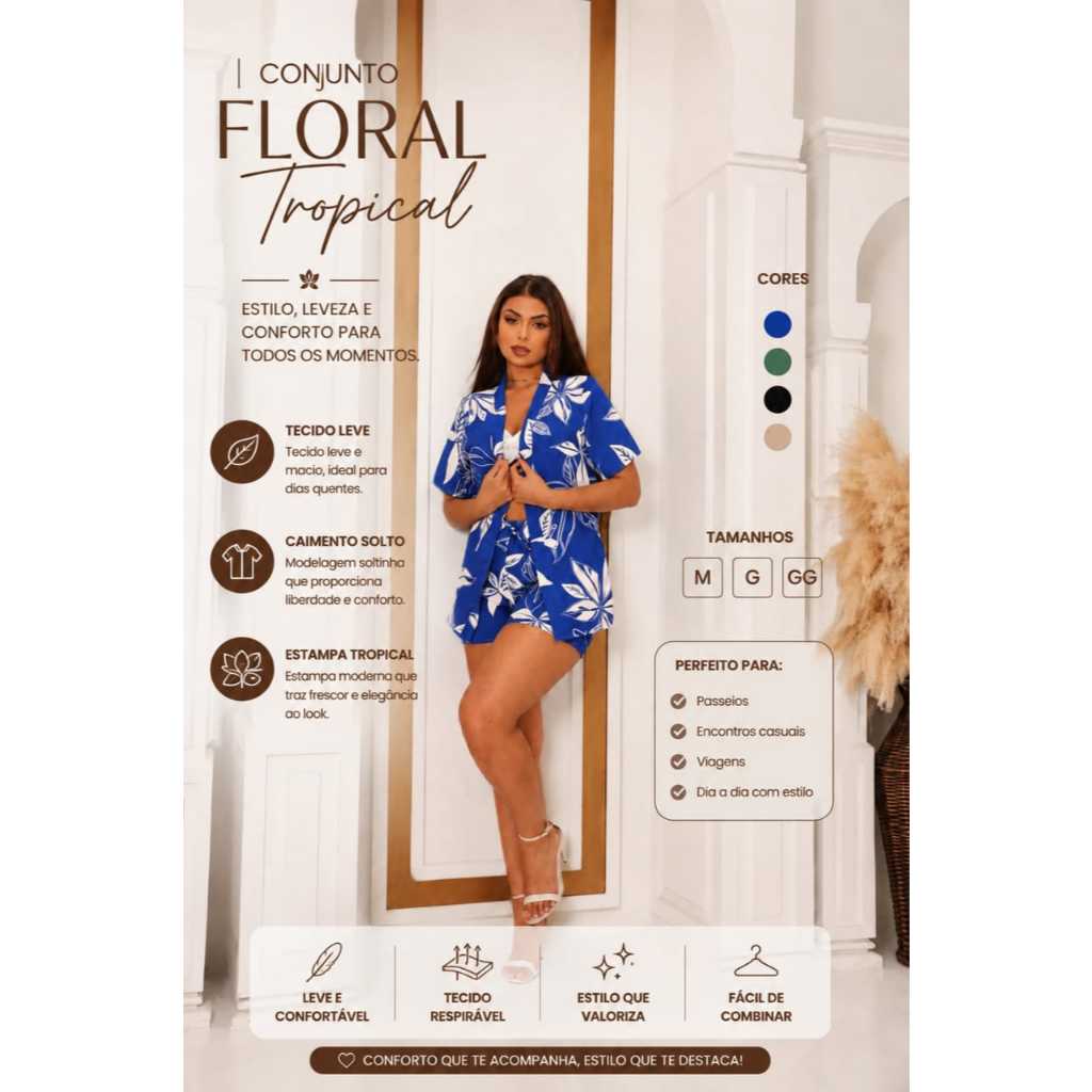 CONJUNTO ESTAMPADO KIMONO + SHORT TECIDO DUNA