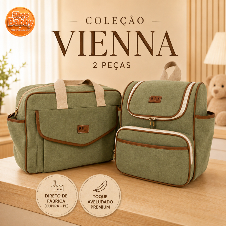 Kit Bolsa Maternidade Vienna 2 Peças Aveludada Premium Com Mochila