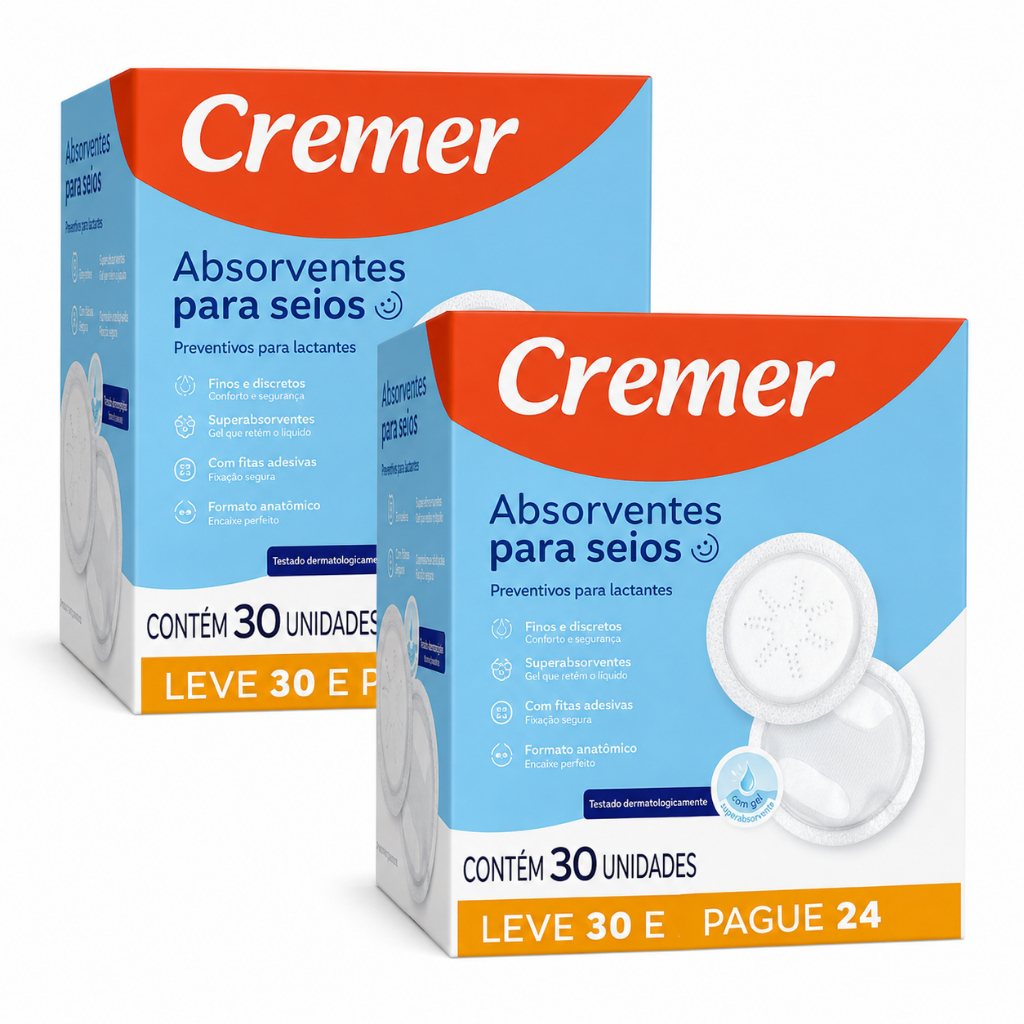 KIT 2 caixas Absorvente para Seios Cremer - 60 unidades