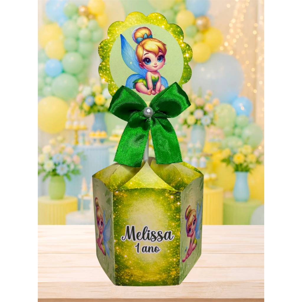 Pegue e Monte Caixa Sextavada  Tinker Bell Cute Centro de Mesa Lembrancinha Festa Infantil