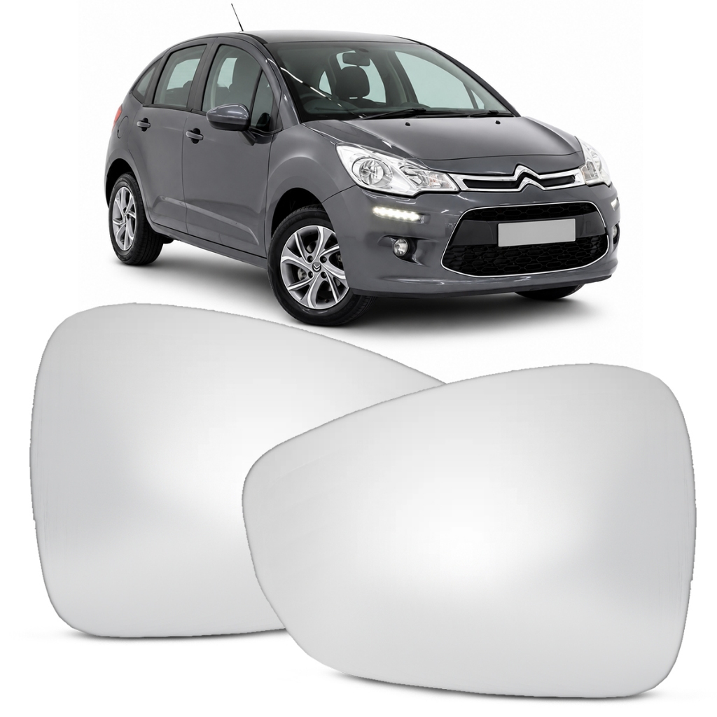 Lente Espelho Retrovisor Convexo Com Base C3 Picasso Aircross 2011 a 2020