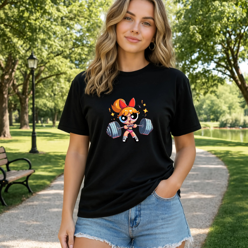 Camiseta Feminina Básica Meninas Super Poderosas Florzinha 100% algodão Academia Fitness Gym Treino Musculação Feminina.