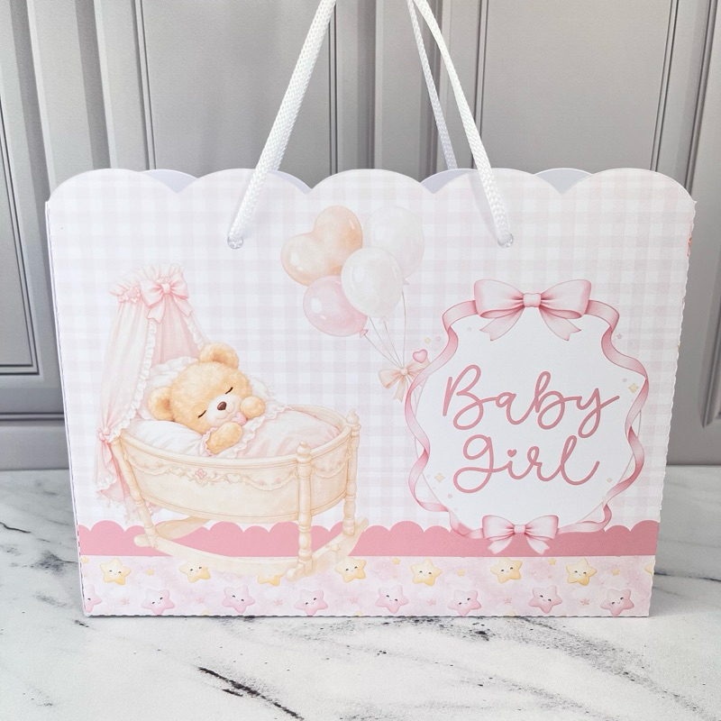 Sacolinhas Personalizadas CHÁ DE BEBÊ URSINHO BABY GIRL | Chá Revelação | Lembrancinhas de Aniversário | Festa Infantil