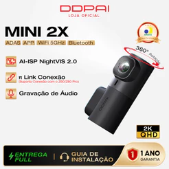 DDPAI Mini 2X Câmera Veicular 1440P 2K QHD 360° Rotação Visão Noturna Superior 5G WiFi Controle APP