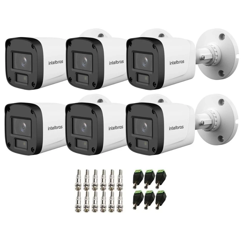 Kit 6 Câmeras Intelbras VHD 1220 B G9 Full Color Full HD 1080P Visão Noturna Colorida 20m Proteção IP67