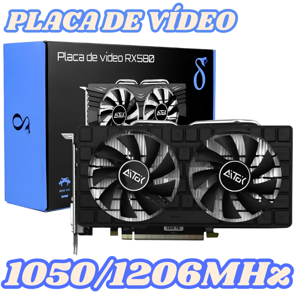 Placa de Vídeo AMD Radeon RX580/RX590 8GB GDDR5 256-Bit PCIe 3.0 Dual Fan 14nm DirectX 12 Para PC