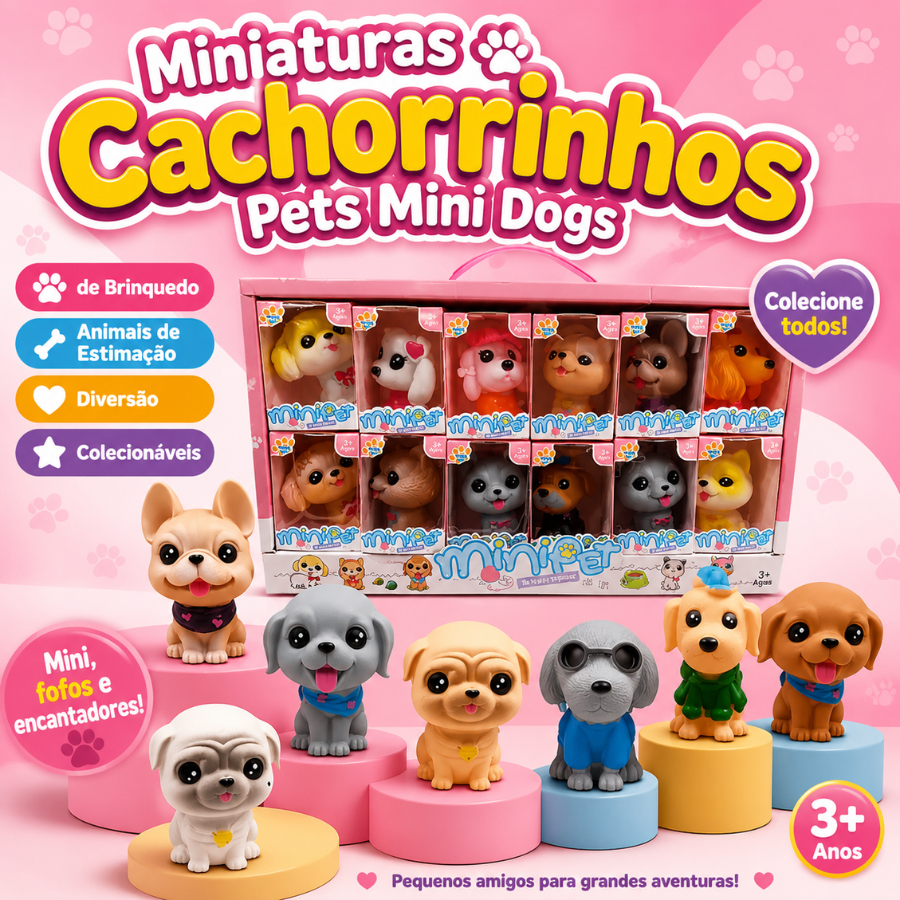 Brinquedo Animais de Estimação Diversão Colecionáveis Miniaturas Cachorrinhos Pets Mini Dogs