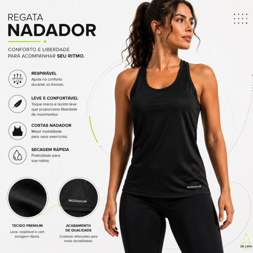 Regata Feminina Academia  Blusa Dryfit Nadador Camiseta Furadinha pra Musculação Caminhadas e Treino