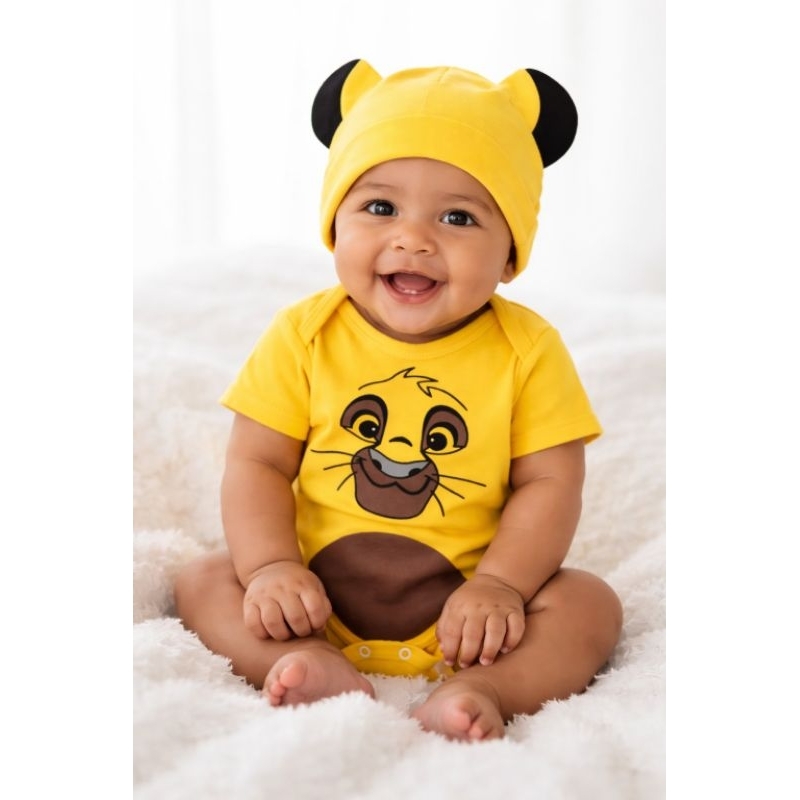 Body Bebê Rei Leão + Touca Mesversaio Temático Fantasia — imagem 2 de 2