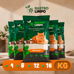 Areia 4 a 16kg Biodegradável Gato Grãos FINOS Rastro Limpo Mandioca Torrão Firme Sem Poeira