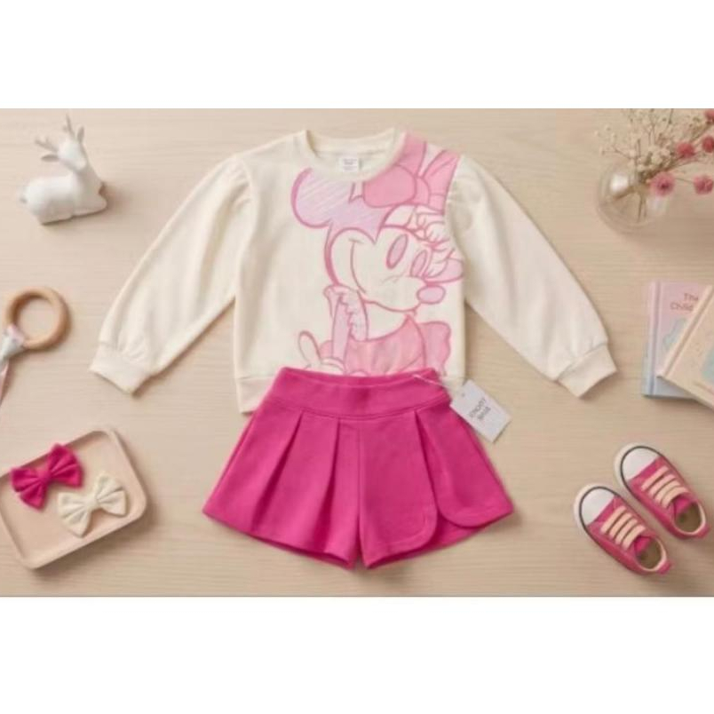 Conjunto Minnie Short Saia Casaco de Moletom