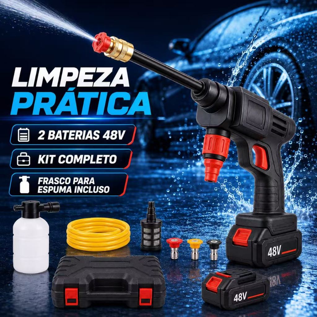Lavadora de Alta Pressão Bivolt Portátil Profissional Sem Fio Recarregável Original