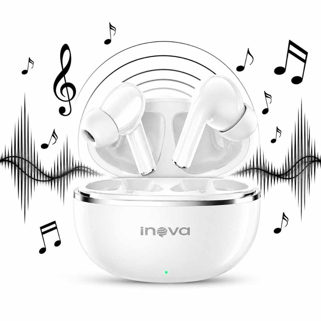 INOVA Fone Sem Fio Bluetooth Original TWS Fone Iphone e Android Headset Gamer Earpods Microfone e Cancelamento de Rúido
