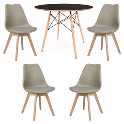 Conjunto Mesa Redonda 90cm com 4 Cadeiras Saarinen Wood Sala de Jantar Eames