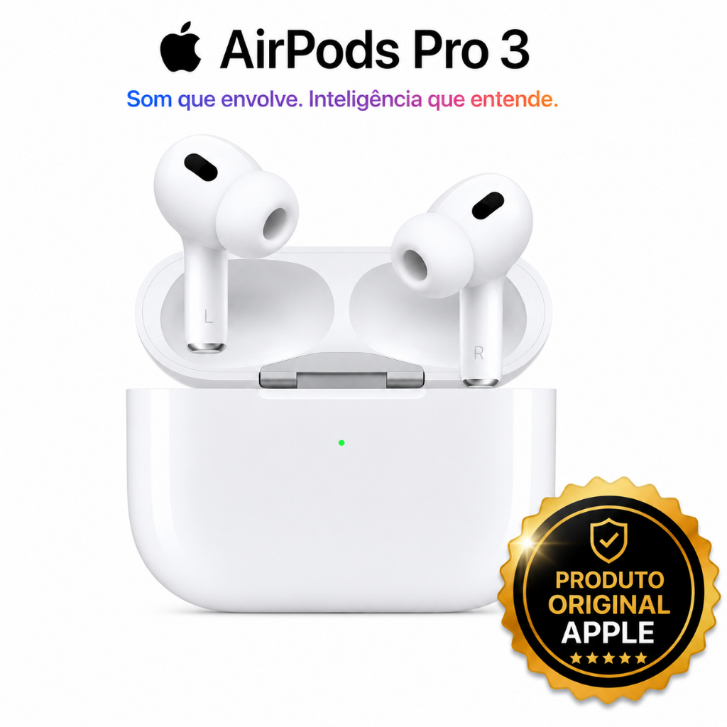 Apple AirPods Pro 3 USB-C Magsafe Fone de Ouvido com Cancelamento Ruído Original