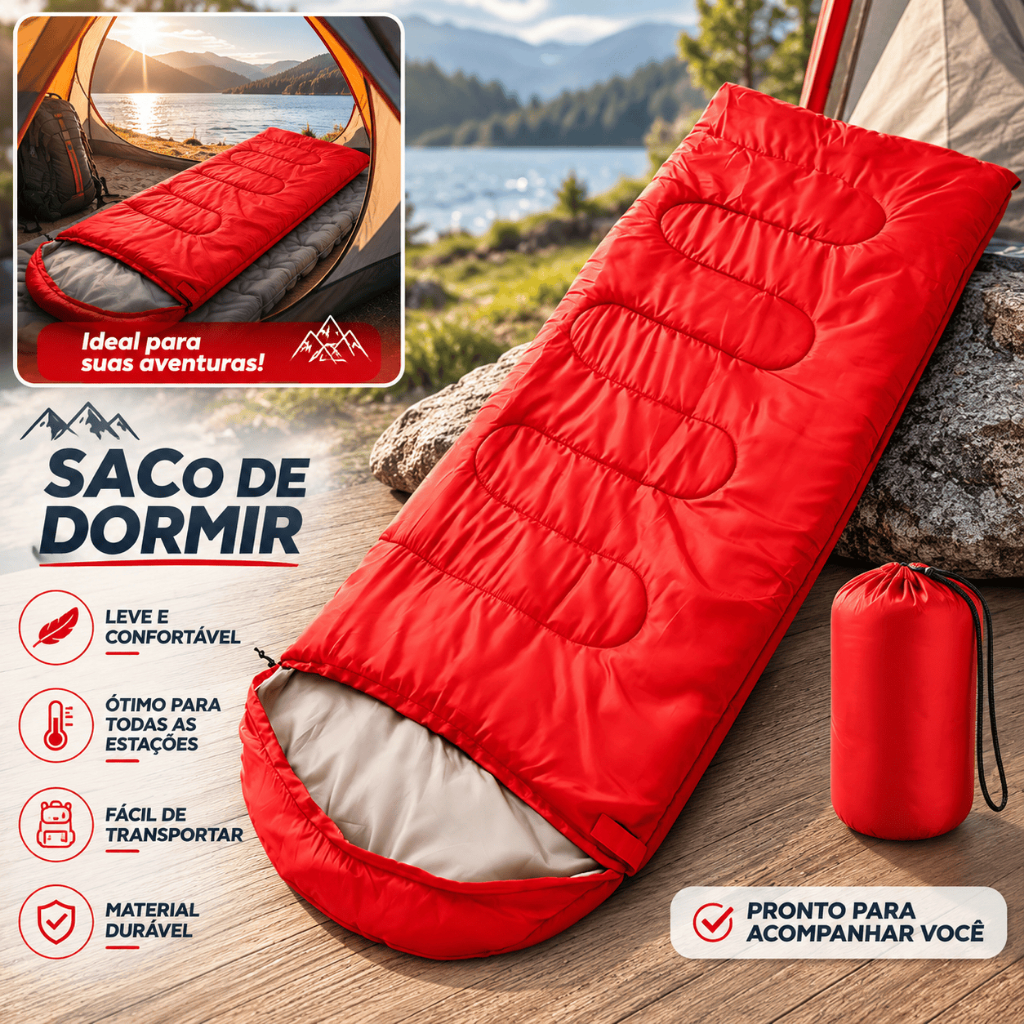 Saco de Dormir Colchonete - Leve, Compacto, Impermeável & Prático para Aventuras e Camping, com Bolsa