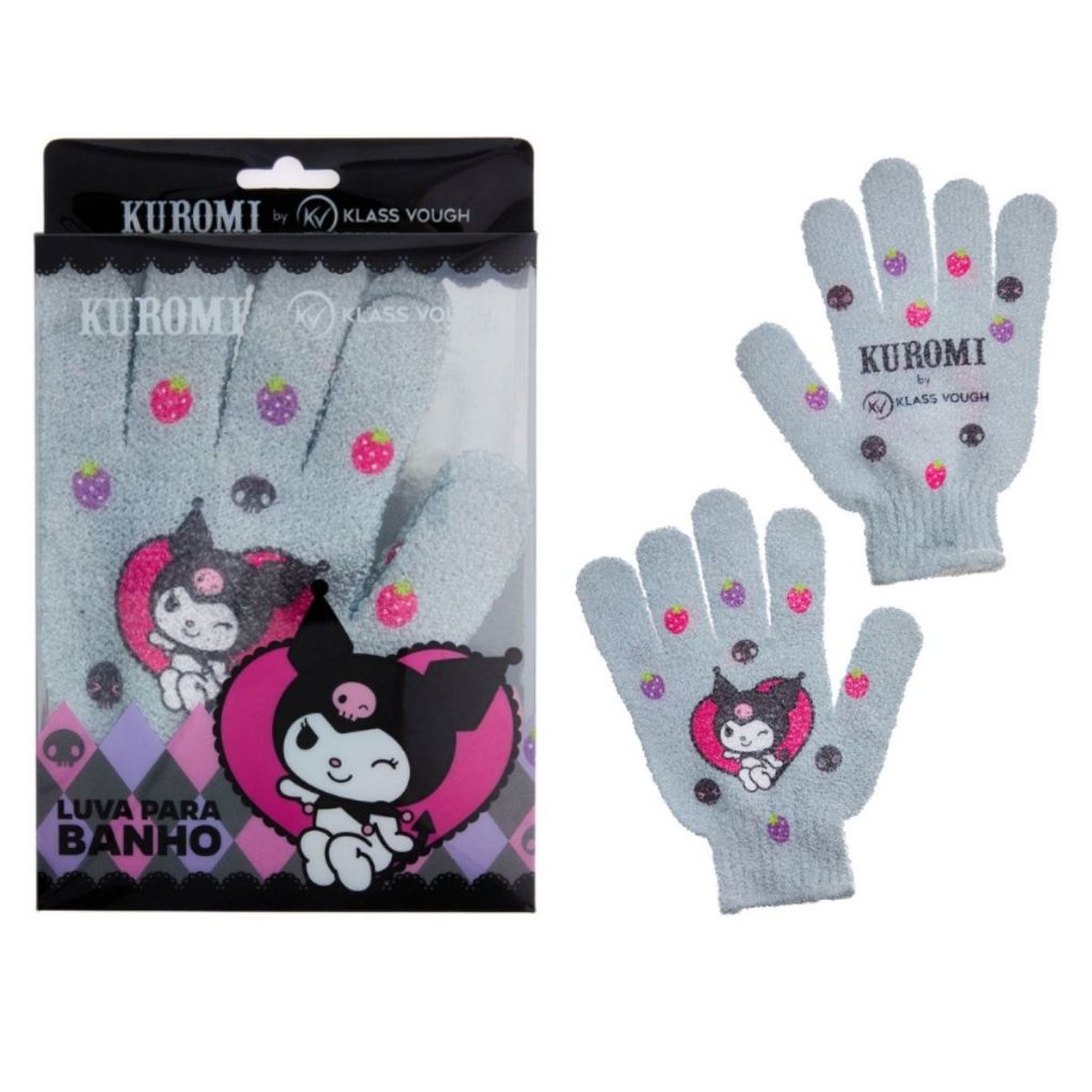 Par de Luvas Kuromi Esfoliação Corporal para Banho Klass Vough