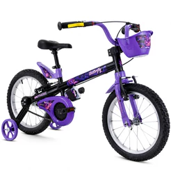 Bicicleta Infantil Aro16 Butterfly Freio Tambor 1 Marcha Cestinha Nathor C/ Rodinha Menina de 90cm a 1m